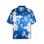 Small Town Kid Monogram Cross Logo Satin Cuban Shirt Set