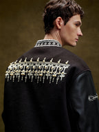 YADcrew 3D Embroidered Pearl Varsity Jacket
