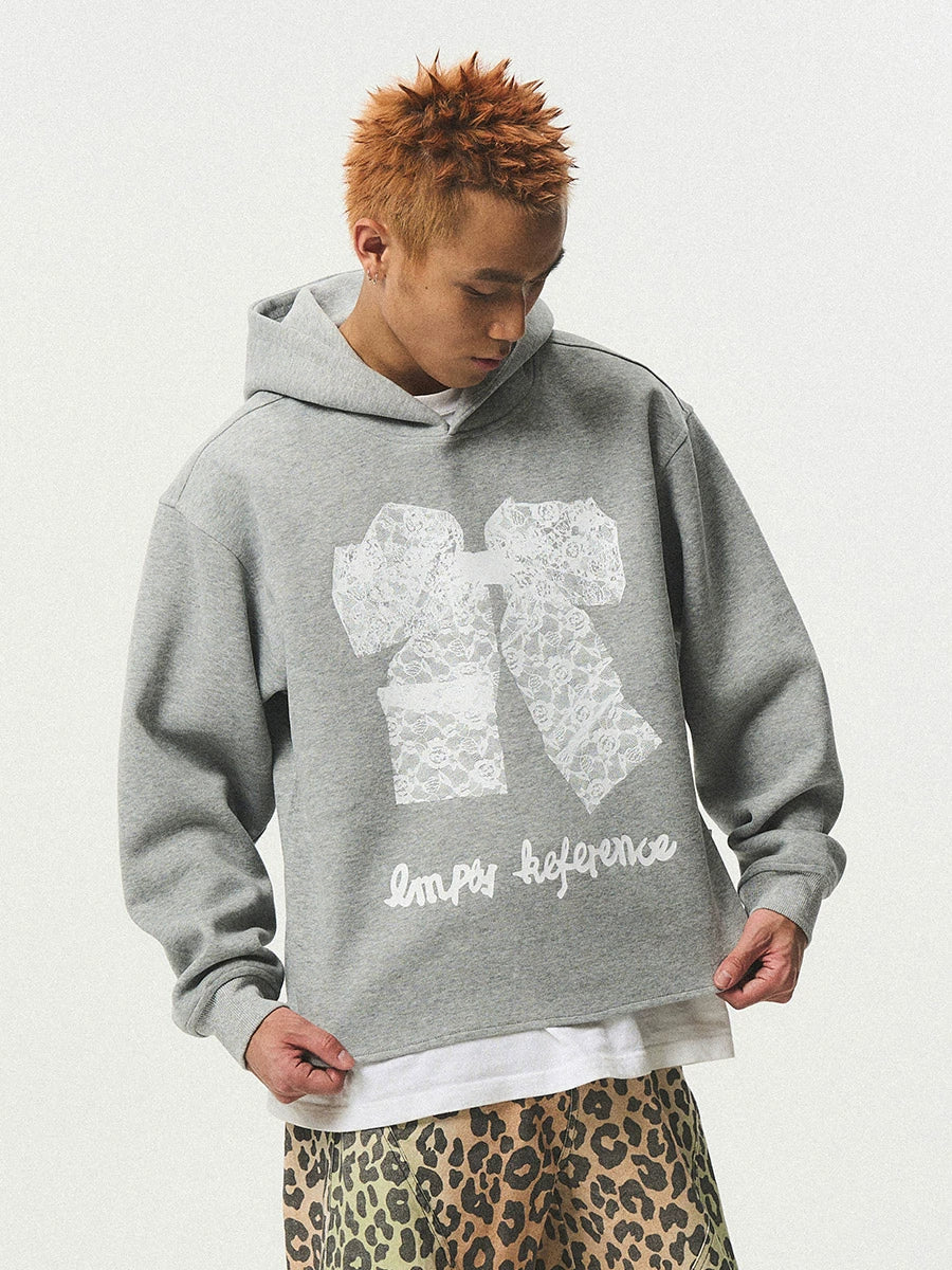 EMPTY REFERENCE Lace Bow Printed Hoodie