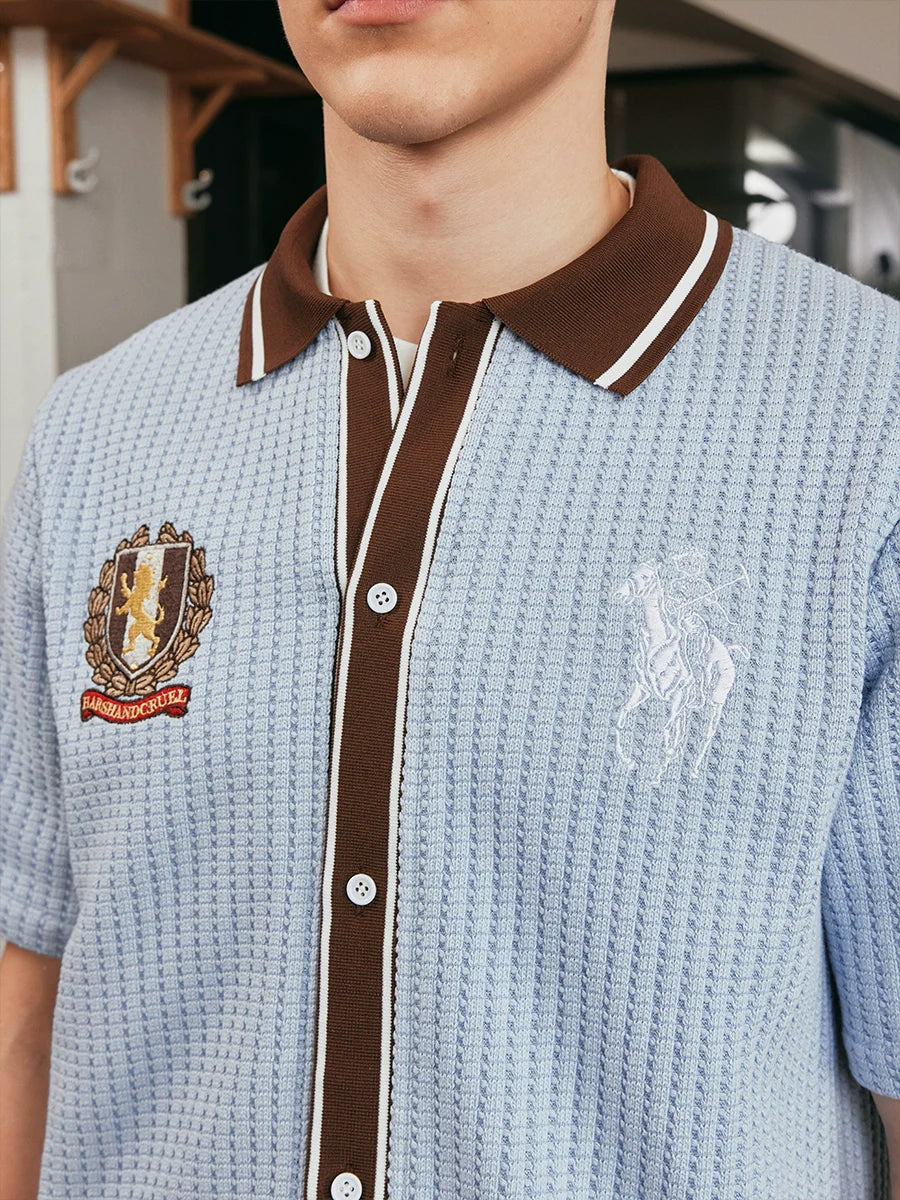 Harsh and Cruel Vacation Color Block Knit Shirt