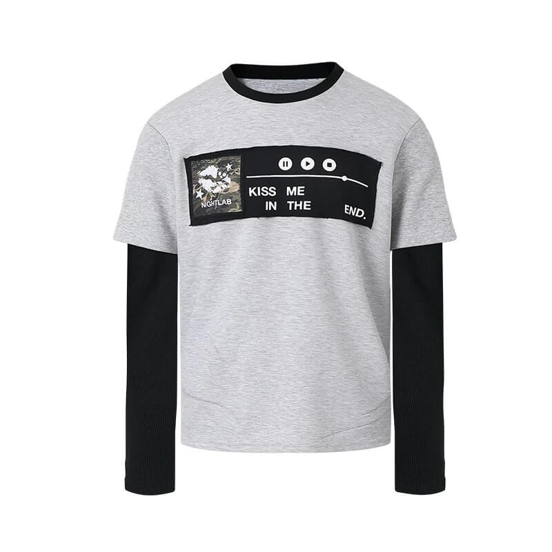 Night Lab Kiss Me Playlist Patch Layered Waffle Sleeve Tee