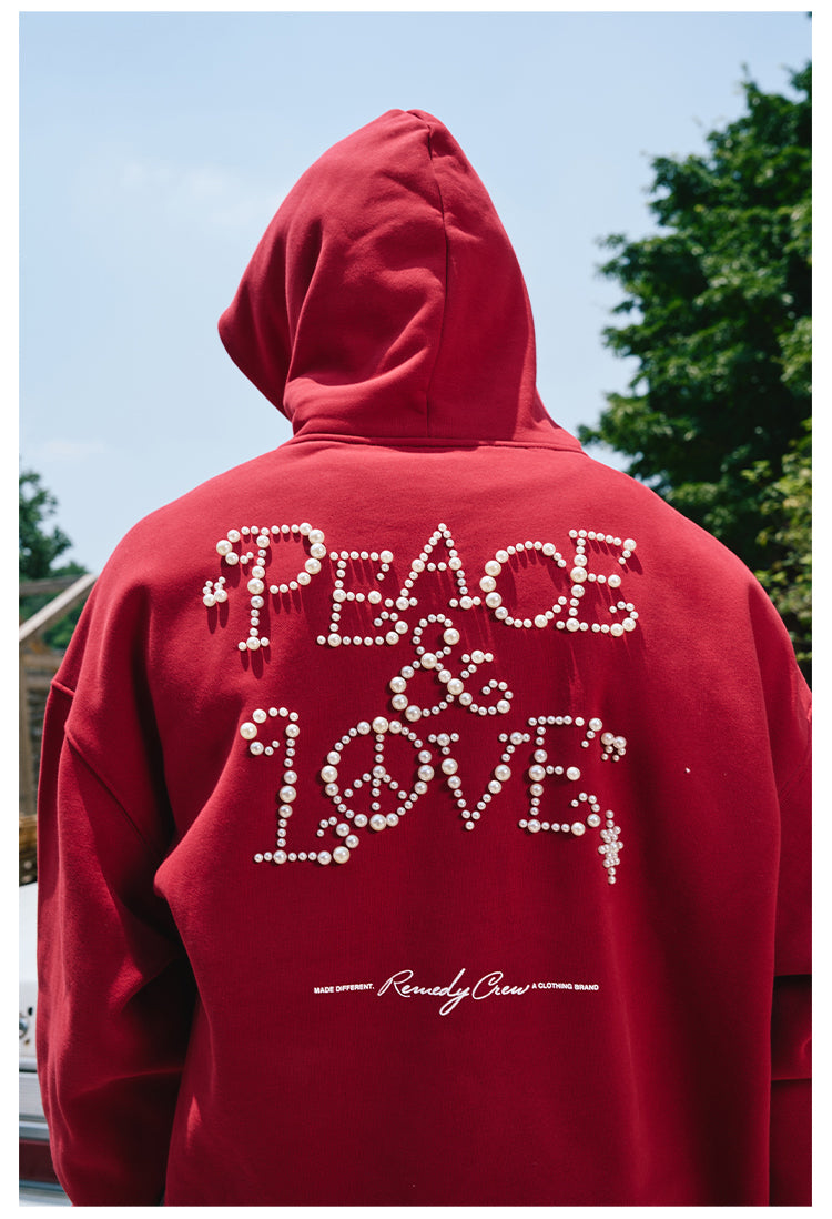 Remedy PEACE LOVE Pearl Embroidered Hoodie