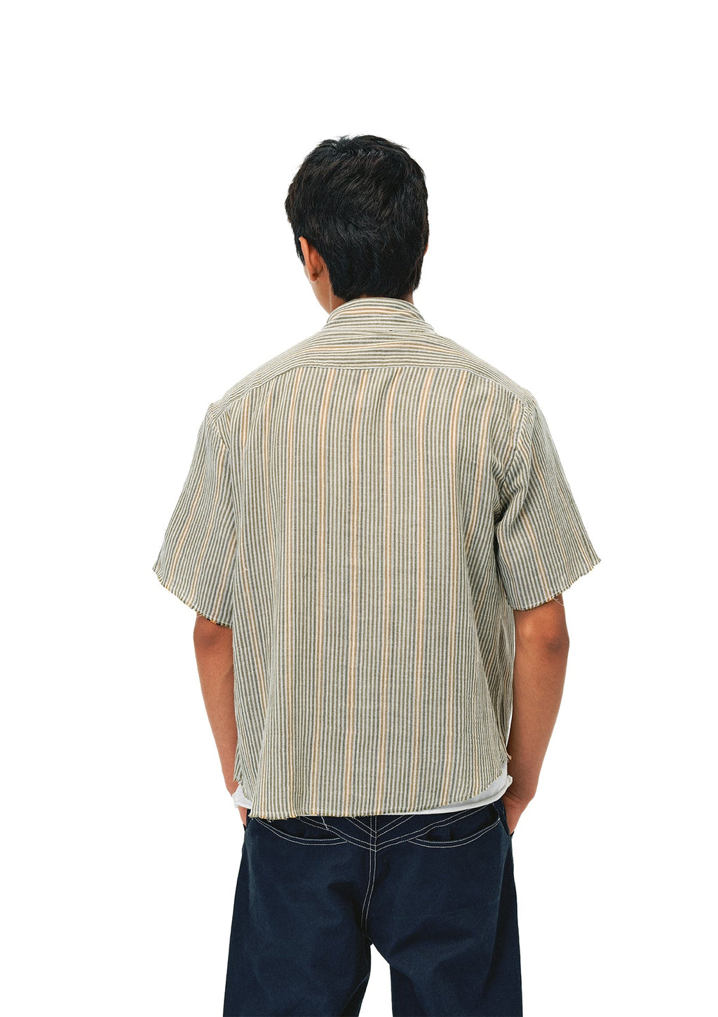 EVILKNIGHT(EK) Striped Plaid Reversible Short Sleeve Shirt