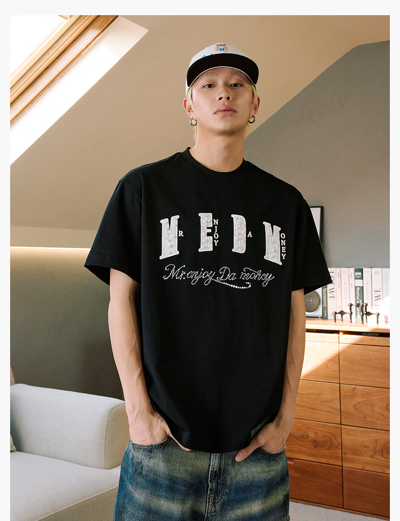 MEDM Pearl Lace Patch Embroidery Tee