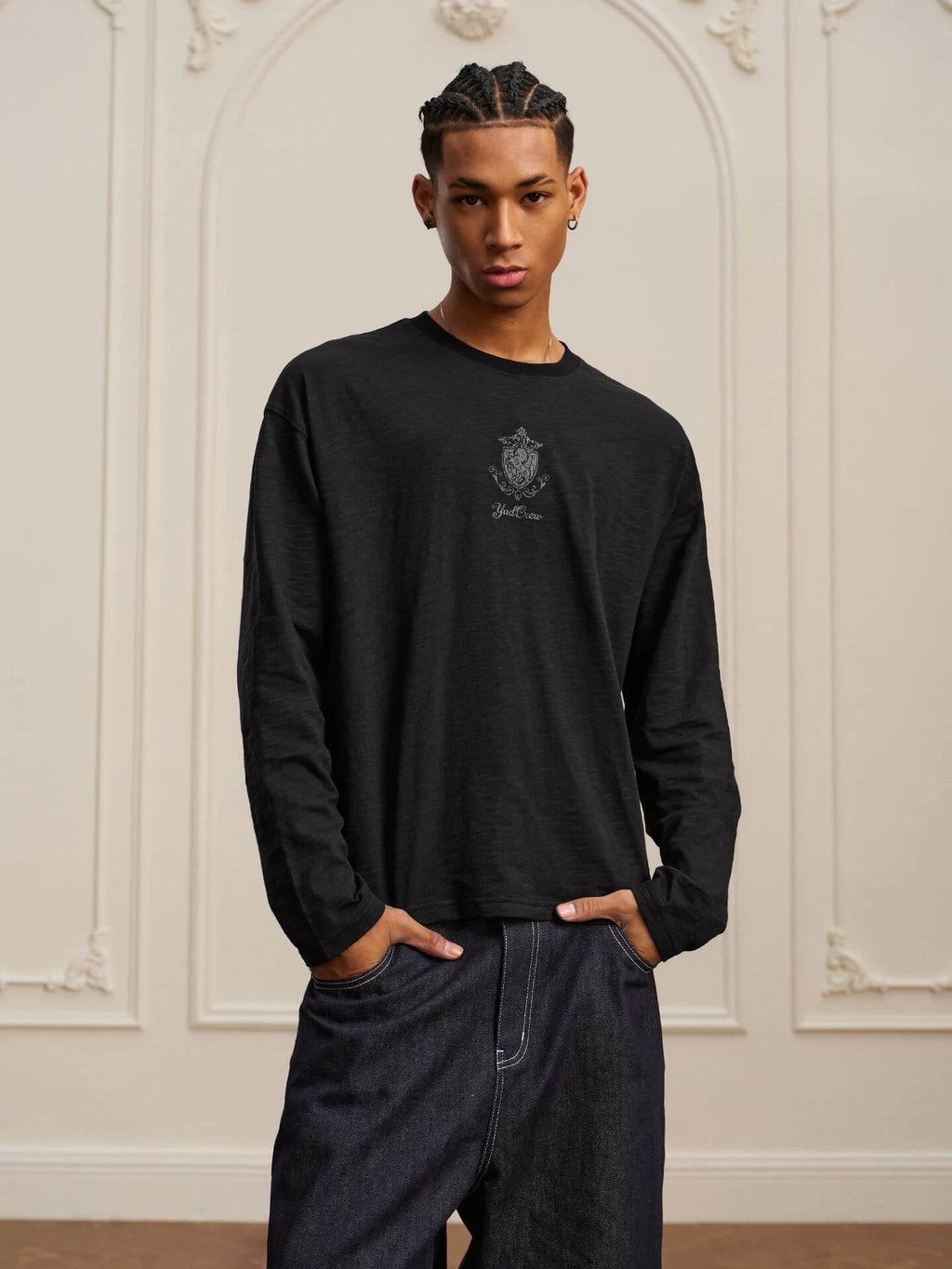 YADcrew Horse Vintage Print Long Sleeve Tee