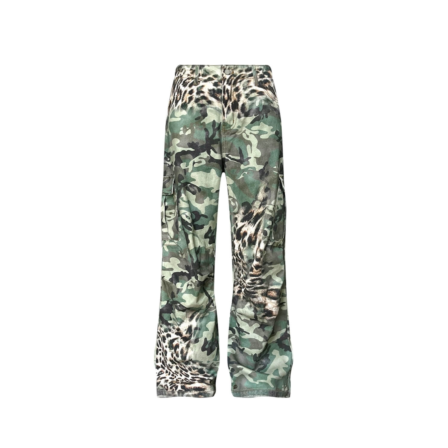 S45 Leopard Camouflage Print Cargo Pants