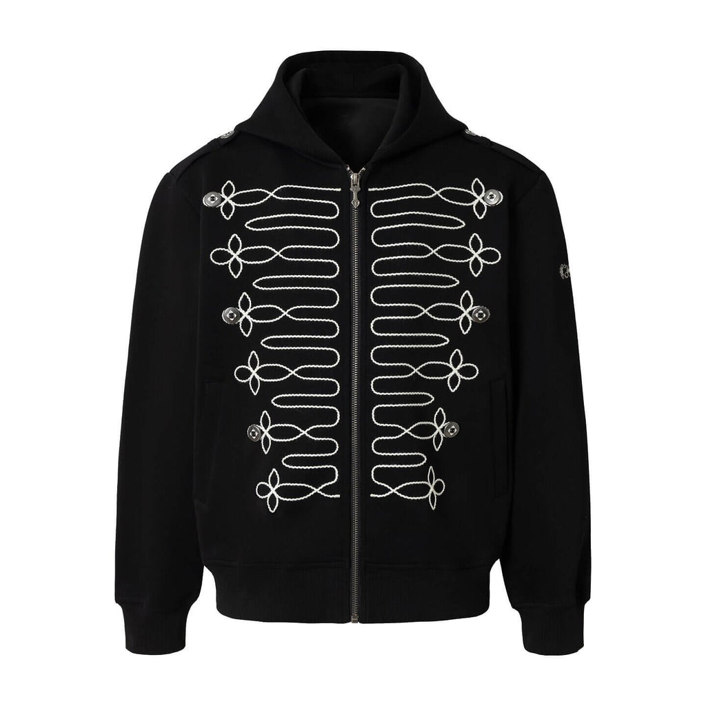 YADcrew Napoleonic Style Epaulette Zip Up Hoodie