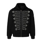 YADcrew Napoleonic Style Epaulette Zip Up Hoodie
