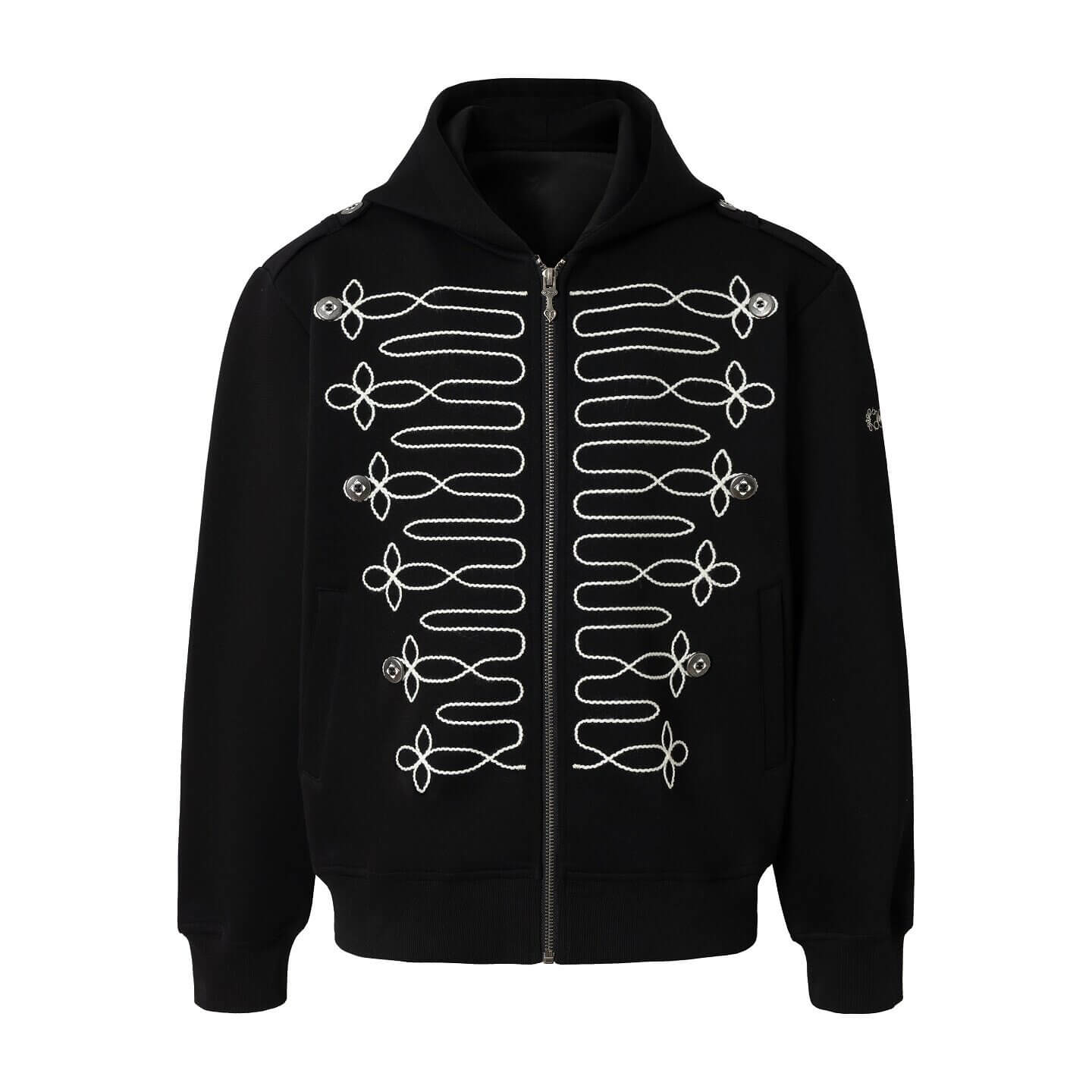 YADcrew Napoleonic Style Epaulette Zip Up Hoodie