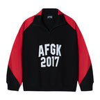 AFGK Standing Collar Patchwork Color Blocking Sweatshirt
