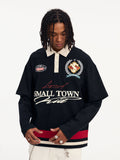 Small Town Kid 3D Embroidered Badge Fake Two-Piece Long-Sleeve Polo