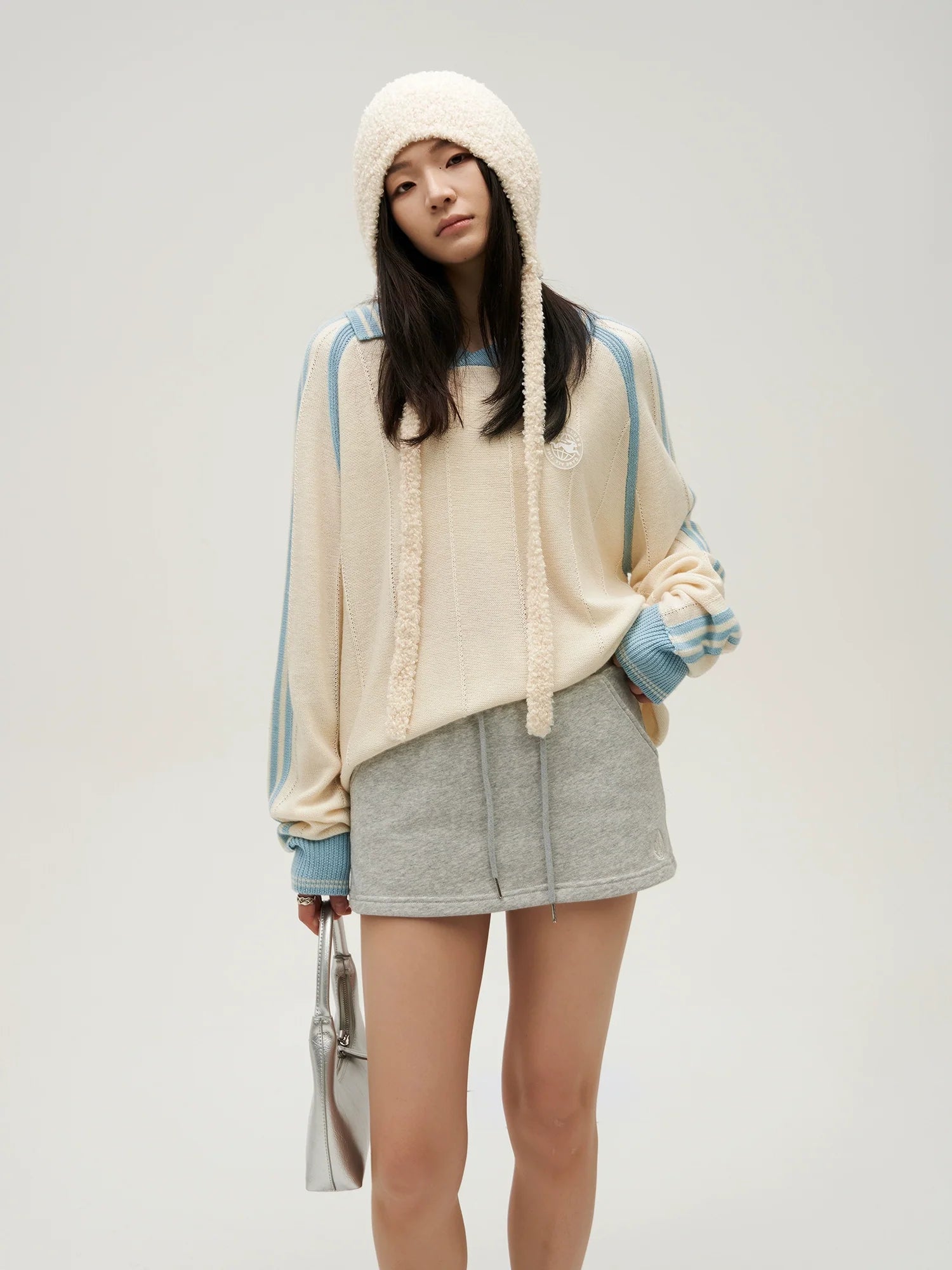 VOTE Multicolor Striped Polo Collar Knit Sweater