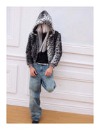 KARMANISTIC Leopard Fur Hooded Jacket