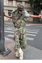 STEEPC M-65 Pearl Embellished Camouflage Baggy Cargo Shorts
