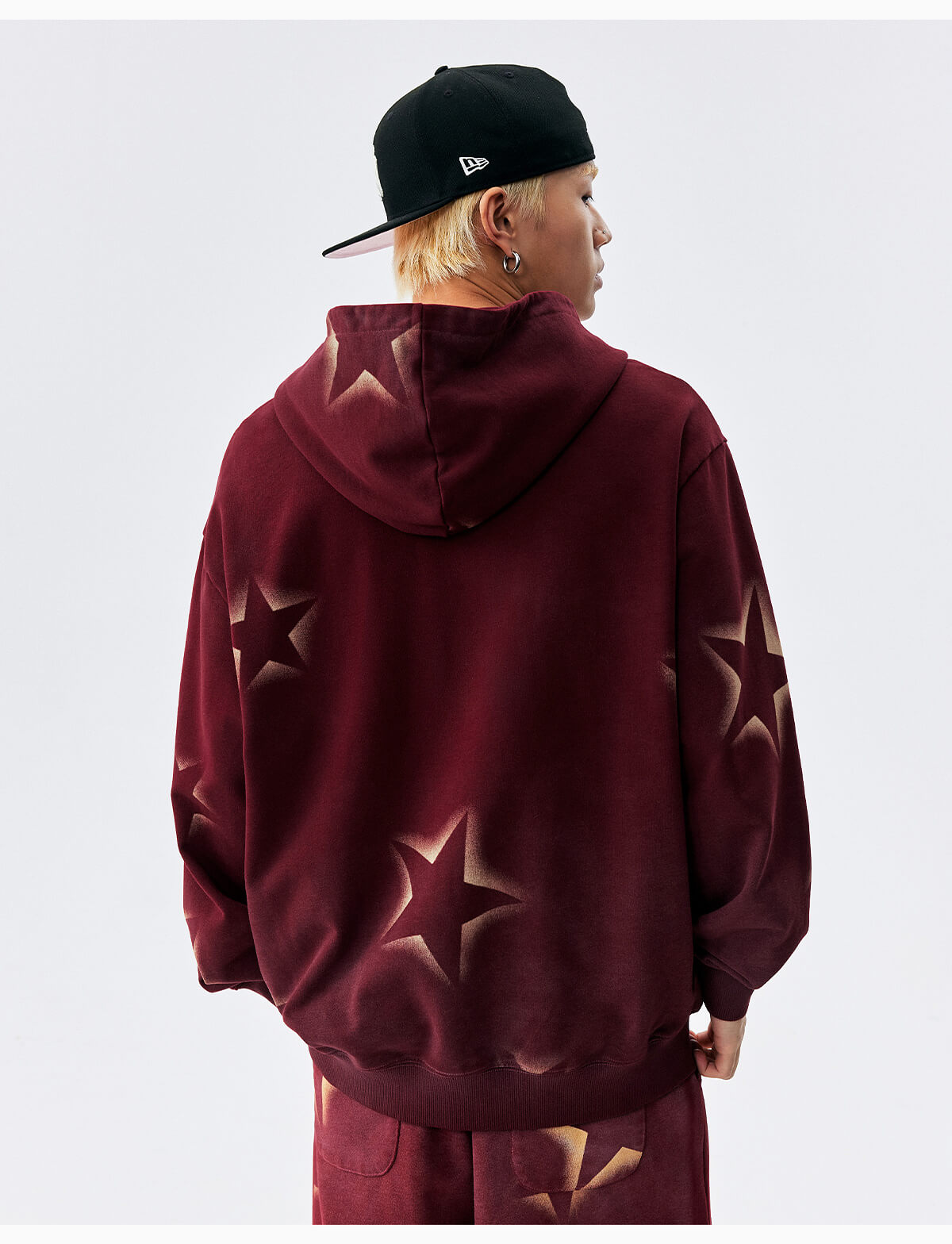 MEDM Washed Star All Over Print Zip Up Hoodie