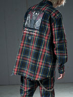 VENTUREK Tartan Check Patch Print Long Sleeve Shirt