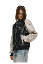 ANTIDOTE Bullseye Color Diamond Studded Leather Baseball Jacket