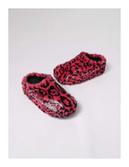 KARMANISTIC Rose White Leopard Fur Embroidered Slipper Clogs
