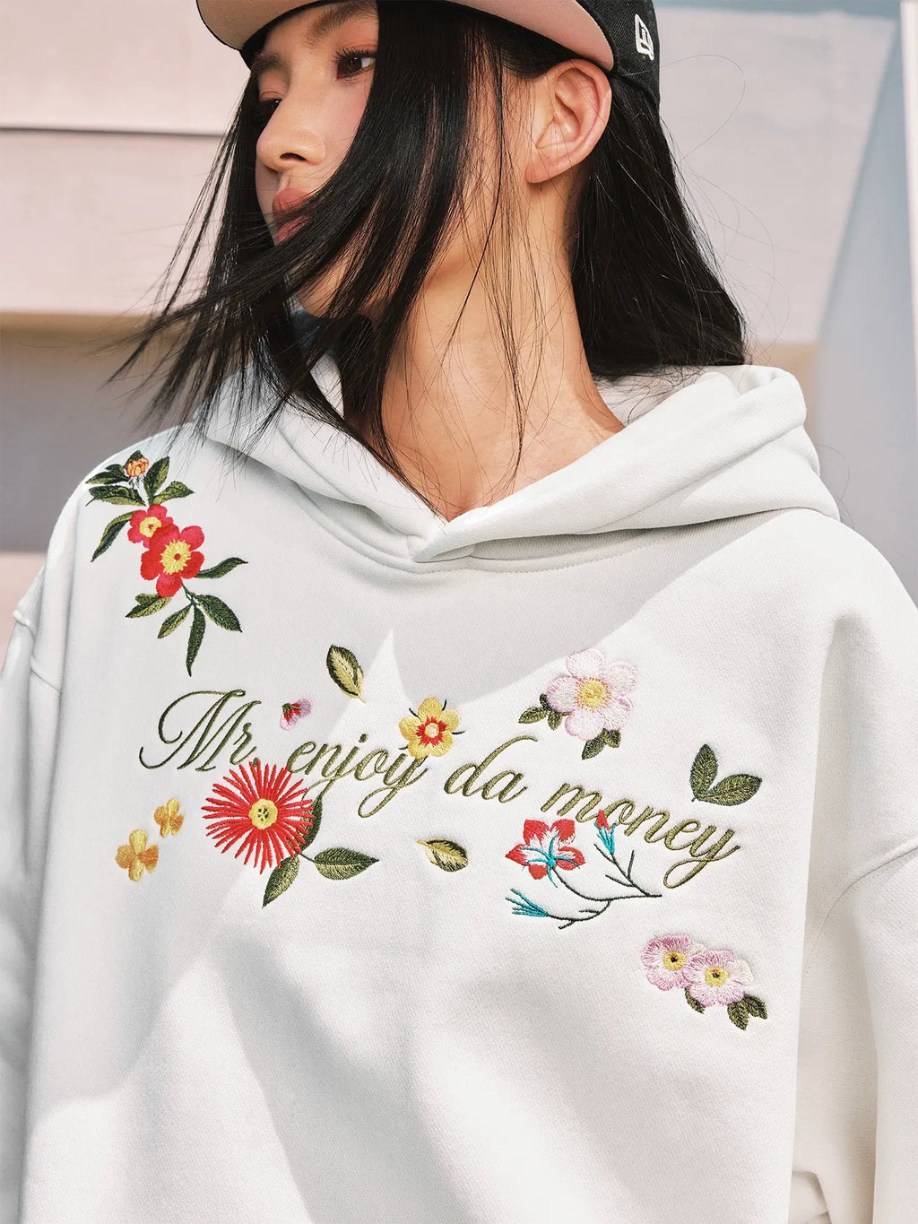 MEDM Colorful Floral Embroidered Hoodie