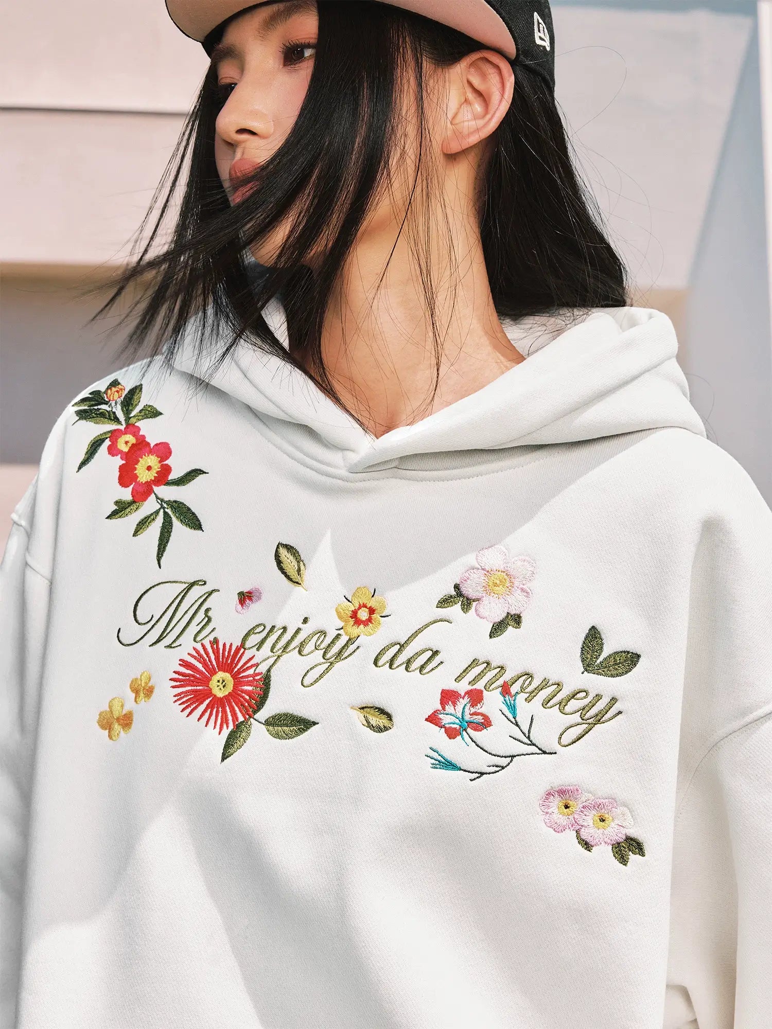MEDM Colorful Floral Embroidered Hoodie