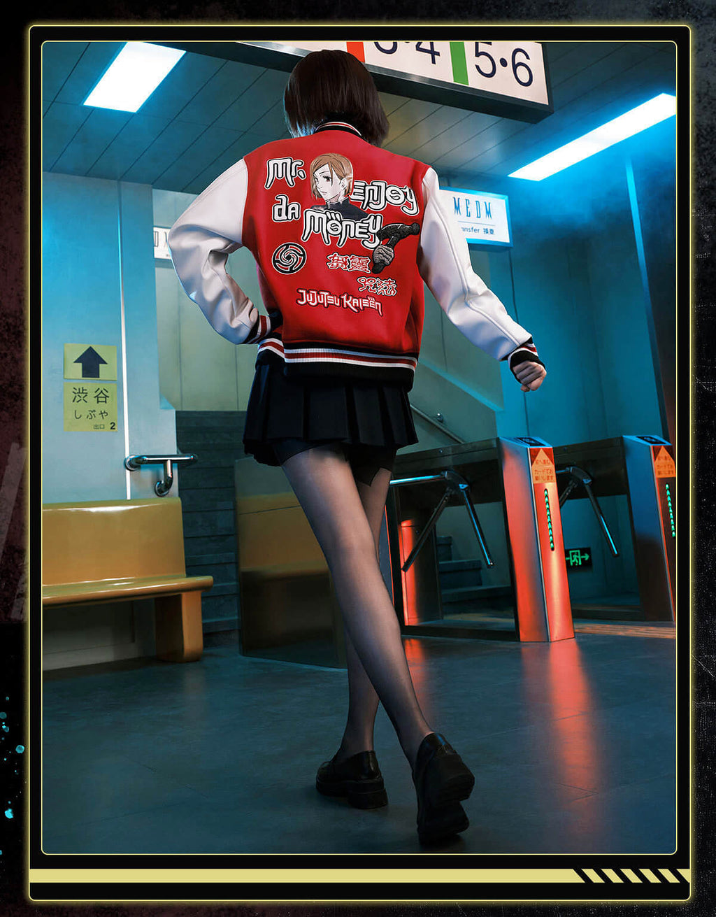 MEDM × Jujutsu Kaisen Character Patch Varsity Jacket