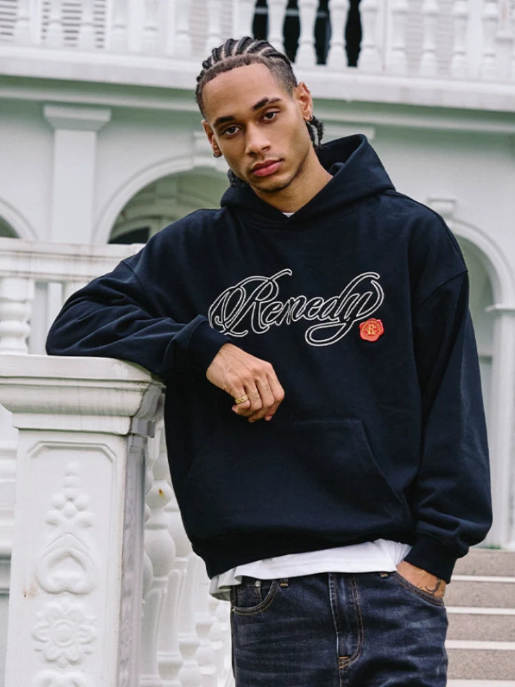 Remedy Metal Wax Seal 3D Logo Embroidered Hoodie