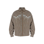 ANTIDOTE Rhinestone Flannel Plaid Long Sleeve Shirt