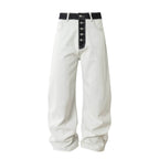 YADcrew Herringbone Waist Contrast Baggy Jeans