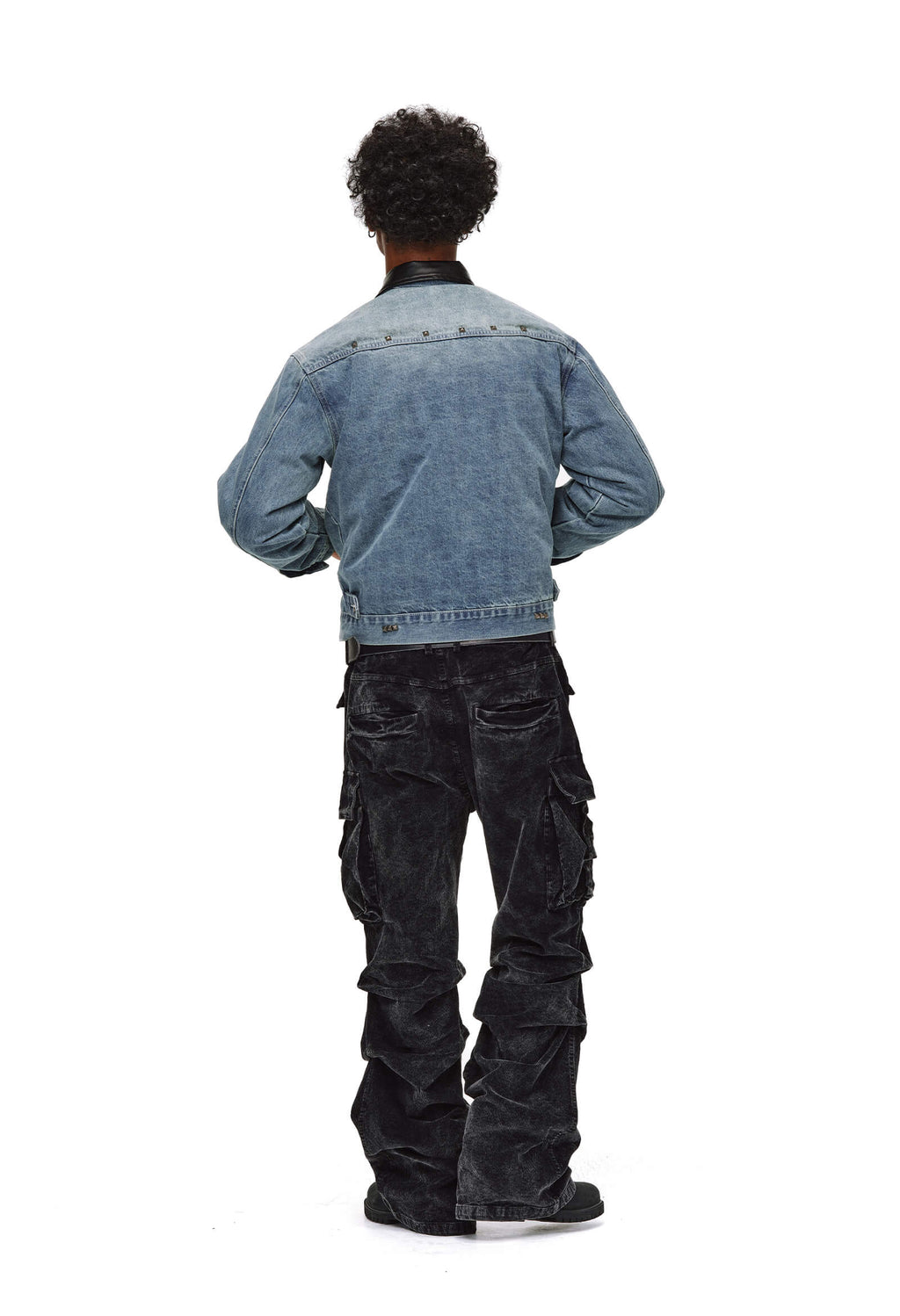 ANTIDOTE Rivet Studded Fleece Lined Denim Jacket