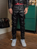 TGFCLUB Embossed Studded Slim Fit PU Leather Pants