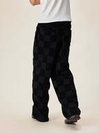 EVILKNIGHT(EK) Jacquard Logo Plaid Knit Pants