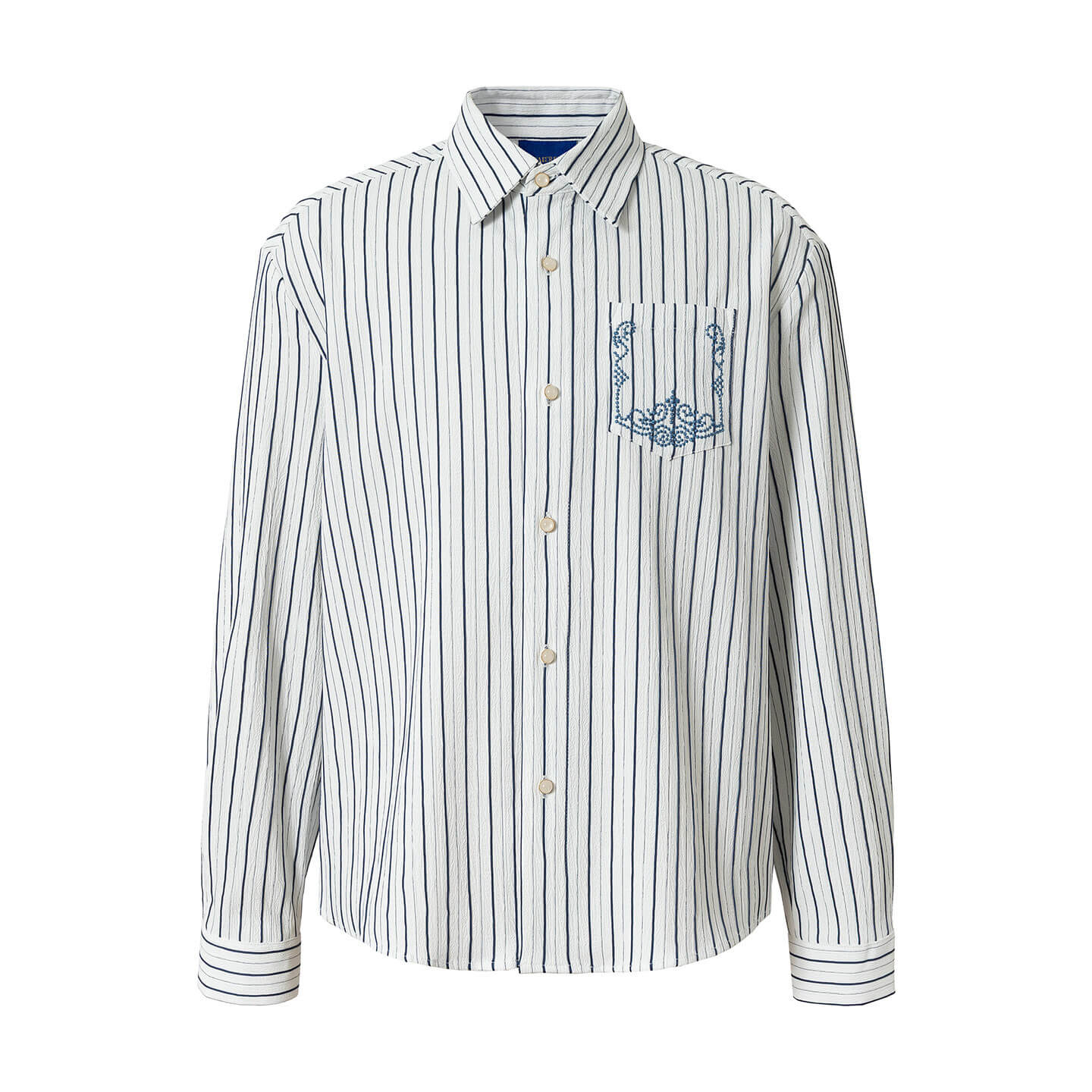 YADcrew Baroque Embroidered Striped Long Sleeve Shirt
