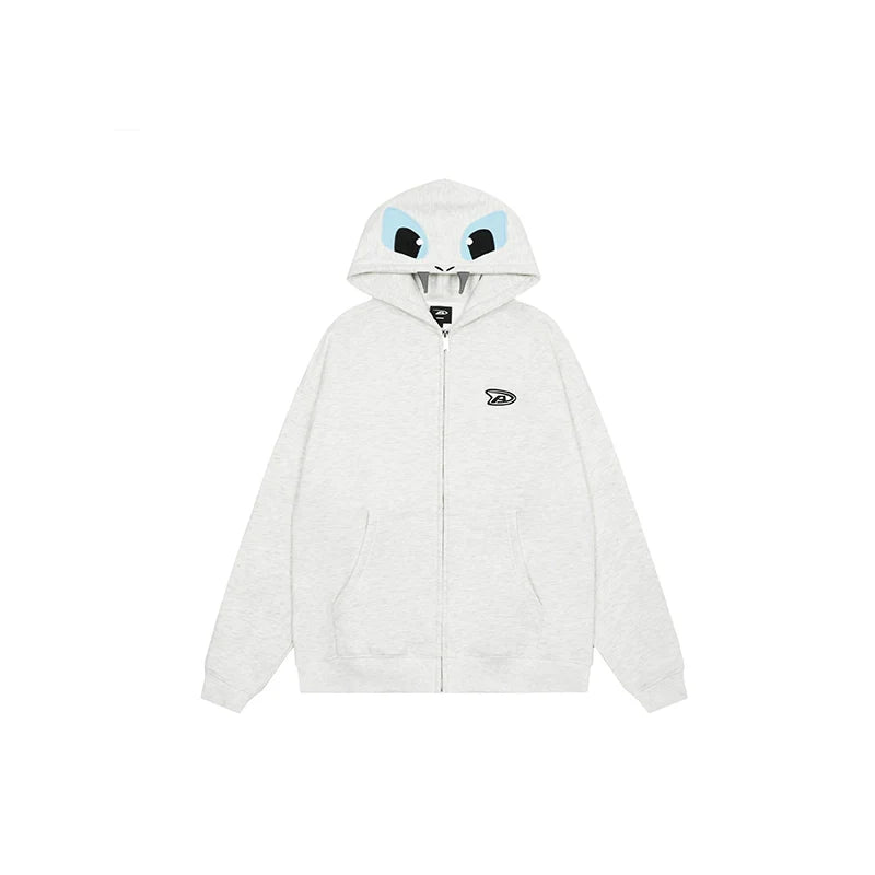 Achock Little Devil Embroidered Plush Zip Up Hoodie