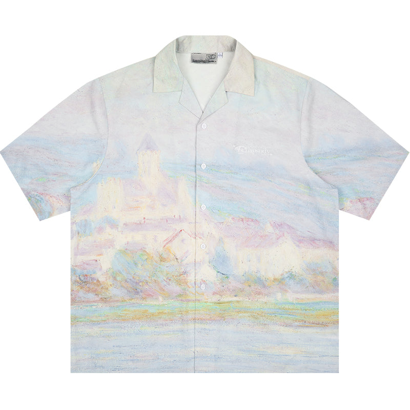 Harsh and Cruel Monet vintage oil painting full print Cuban Shirt