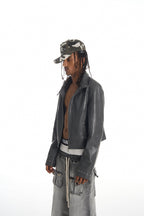 KARMANISTIC Racing Short Leather Jacket