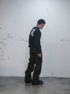 UNDERWATER Black Demon Print Distressed Long Sleeve Tee