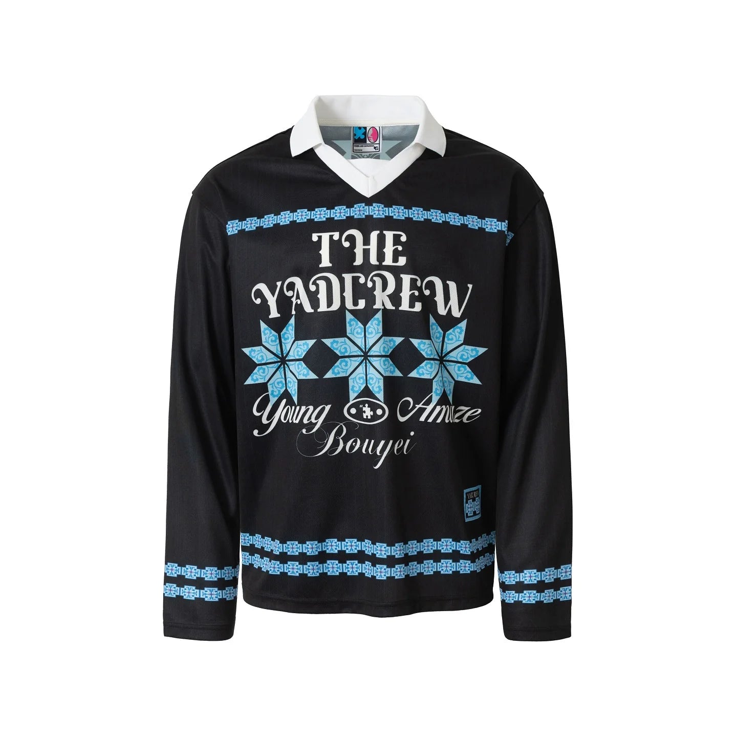 YADcrew Ethnic Pattern Long Sleeve Polo Jersey
