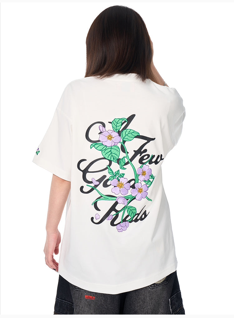 AFGK Flower Embroidered Logo Print Tee