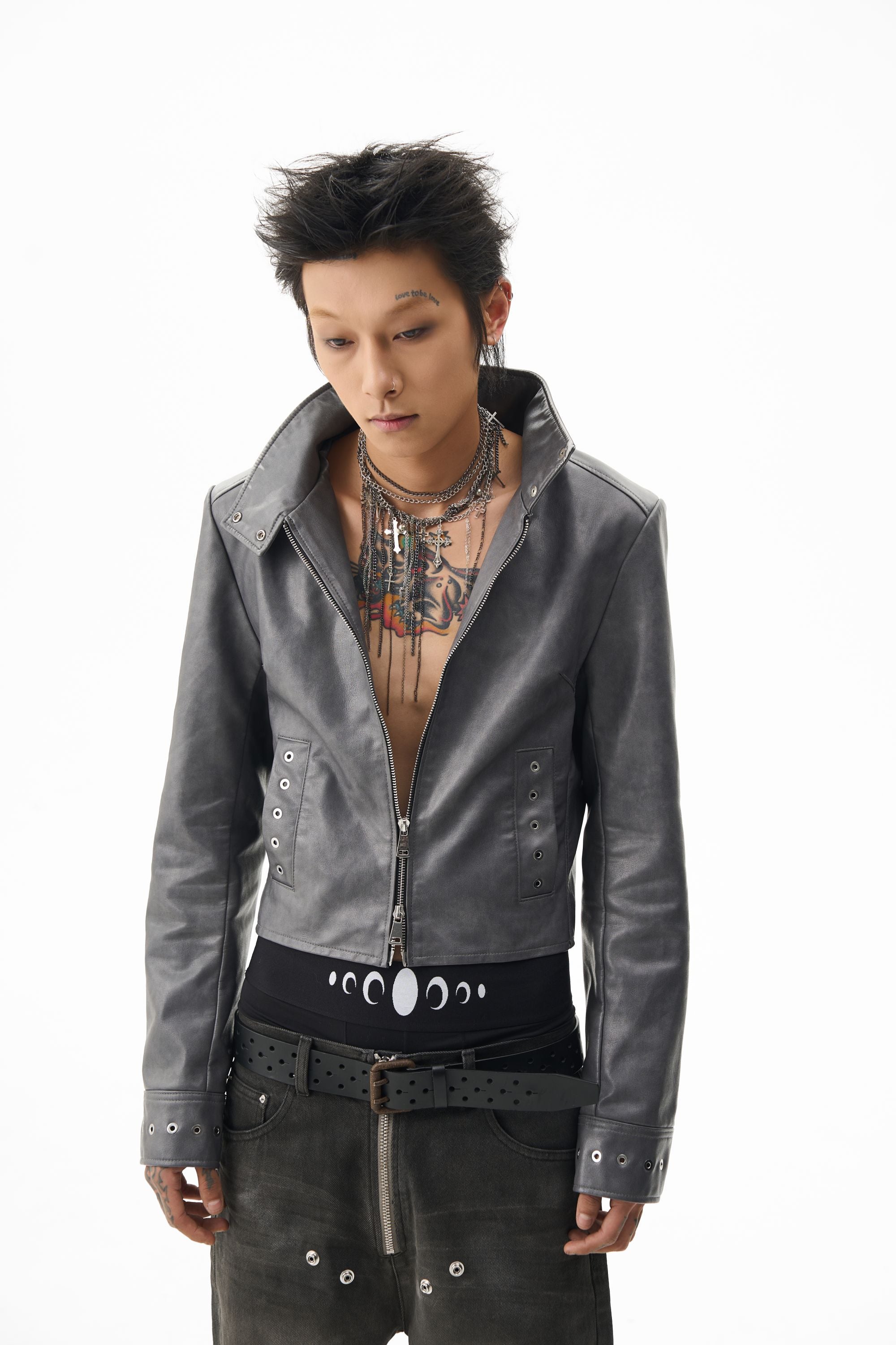 KARMANISTIC Racing Short Leather Jacket