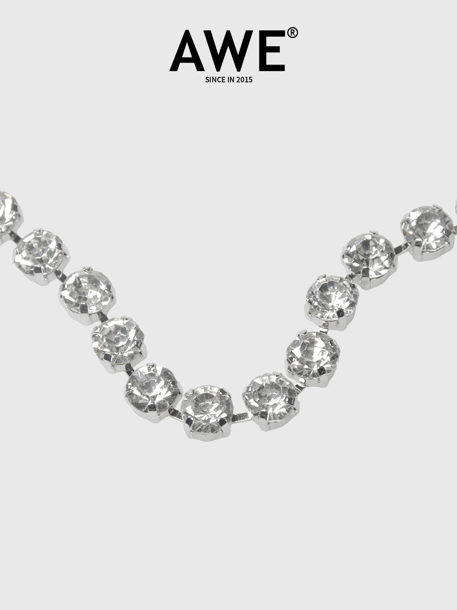 AWE Pearl Rhinestone Chain Necklace