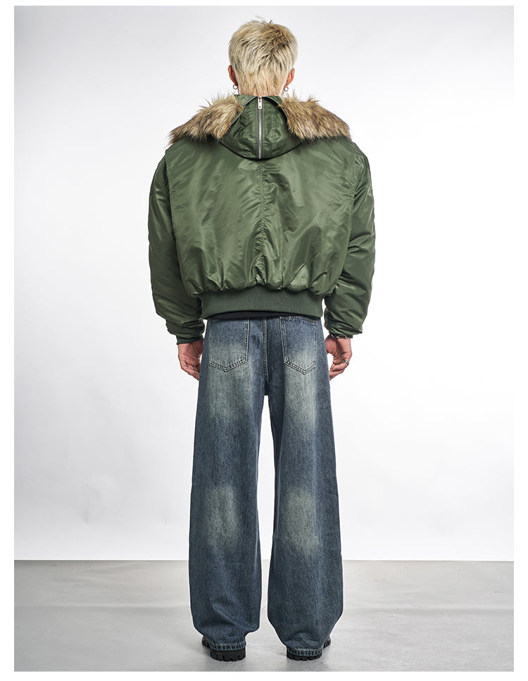 F3F Select Faux Fur Hooded MA-1 Bomber Jacket