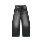 MEDM Flower Vine Laser Burnout Washed Machete Jeans
