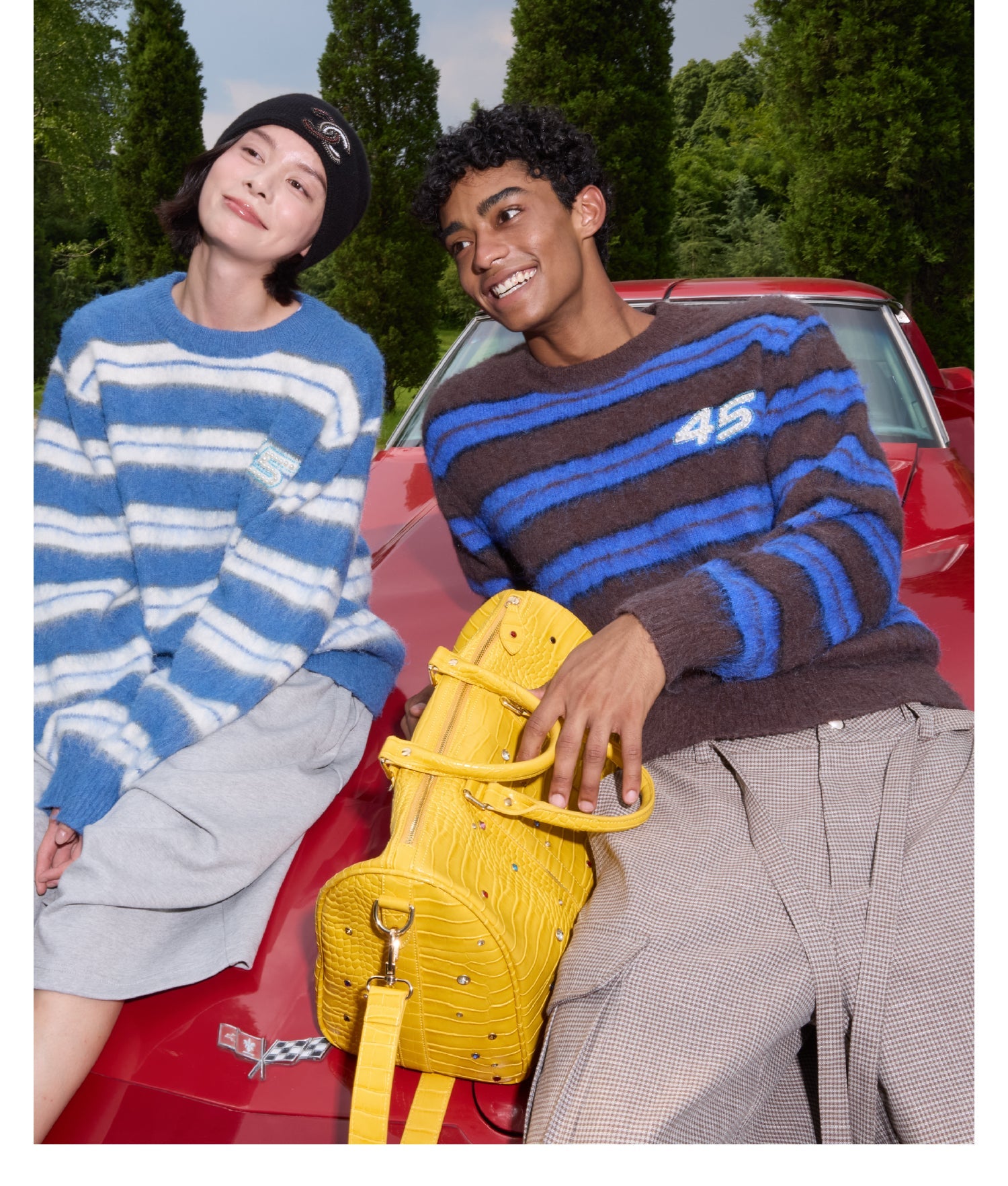 S45 Striped Pearl Brushed Knit Sweater