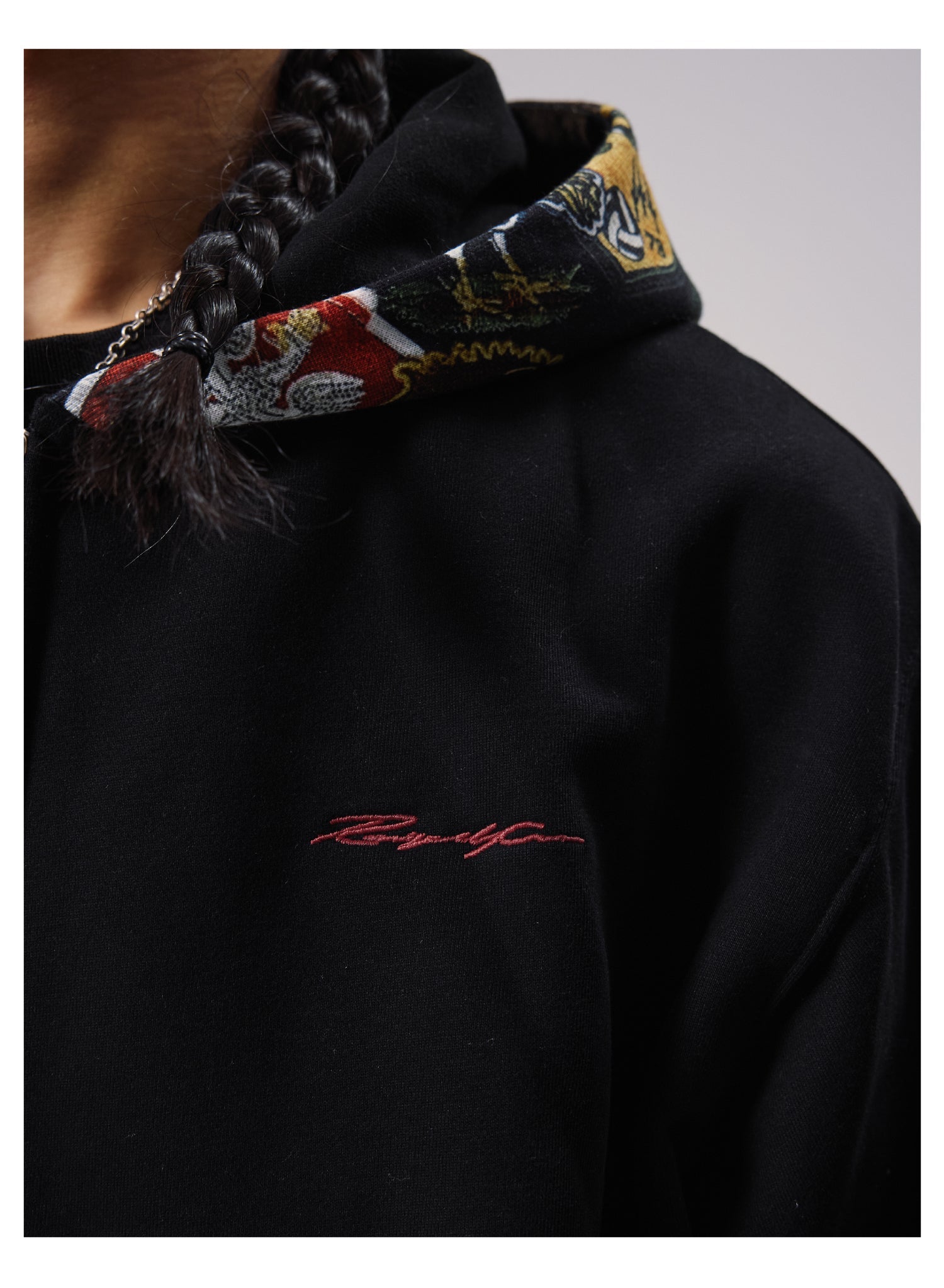 Remedy Badge Print Hood Zip Up Hoodie