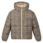 MEDM Leopard Leather Patch Puffer Jacket