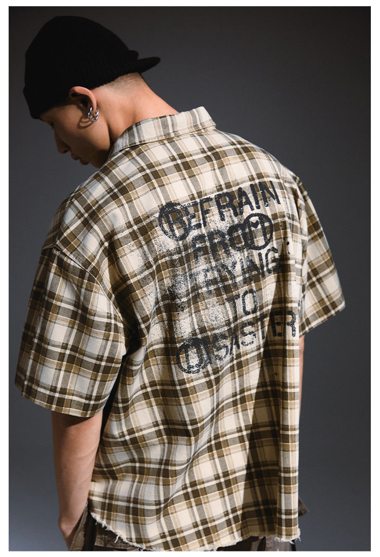 Remedy Skull Print Plaid Short Sleeve Shirt