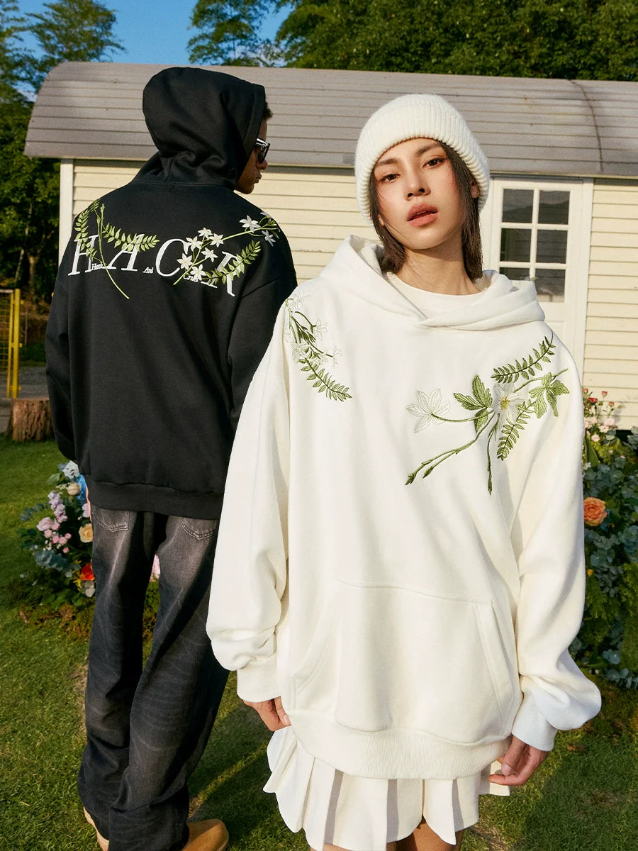 Harsh and Cruel Floral Garland Embroidered HACR Hoodie