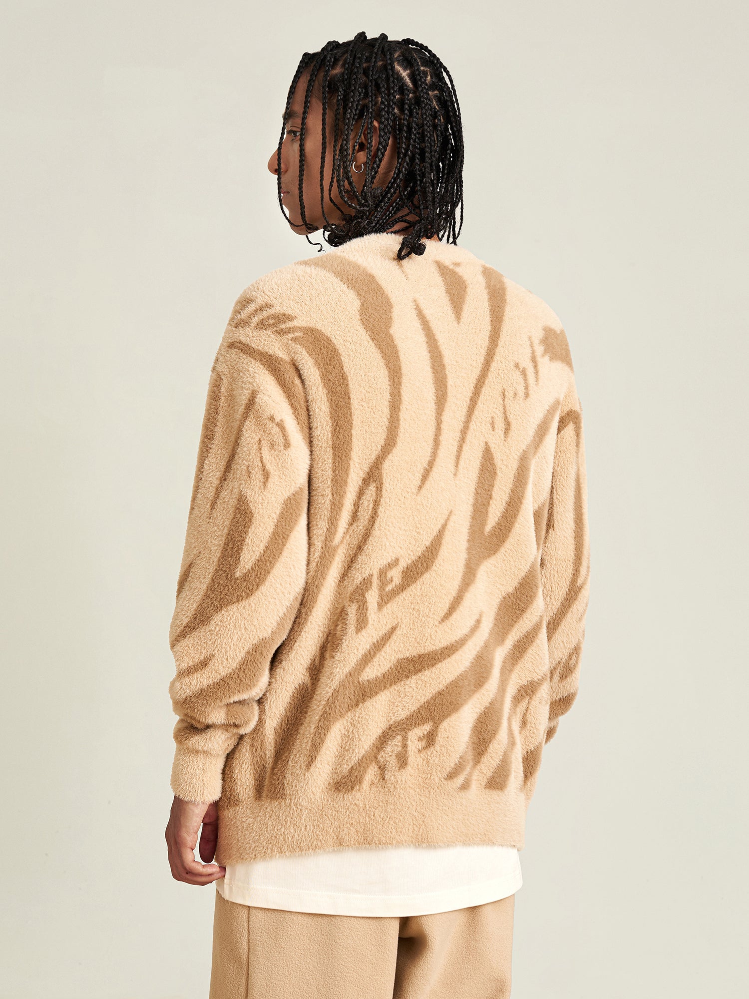 VOTE Tiger Print Knit Sweater Cardigan