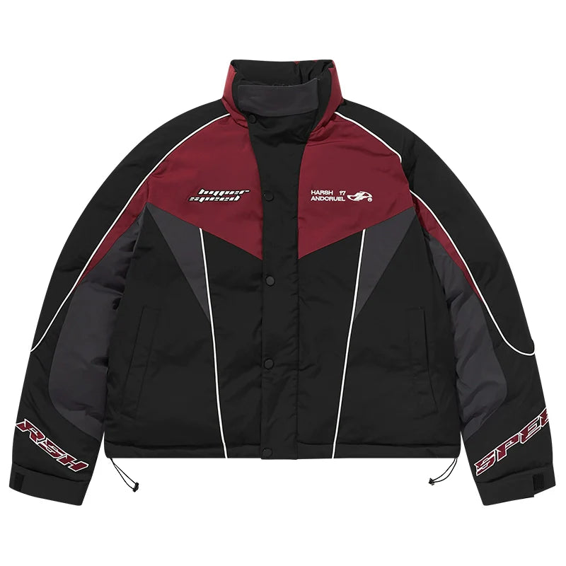 Harsh and Cruel Patchwork Embroidered Racing Down Jacket
