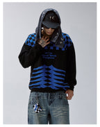 F2CE Checkerboard Pattern Polo Knit Sweater